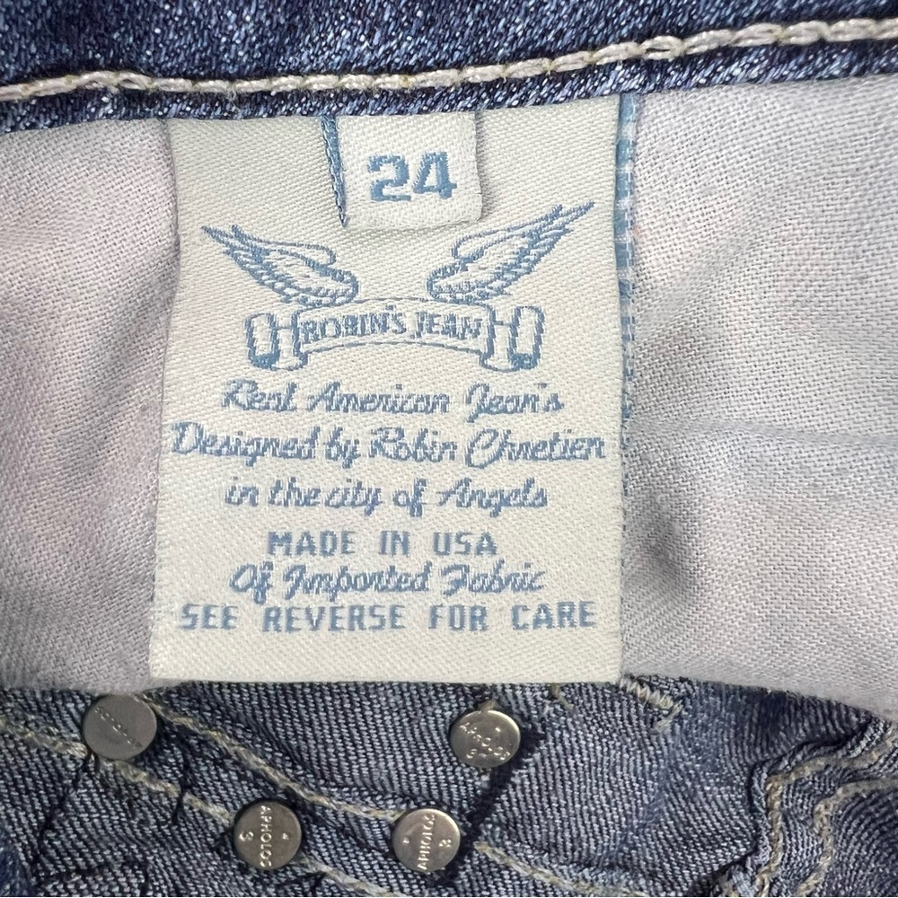 Robin's Jean patchwork jeans skulls. Rosses wings Dark Blue Straight Leg Jeans - Picture 6 of 10